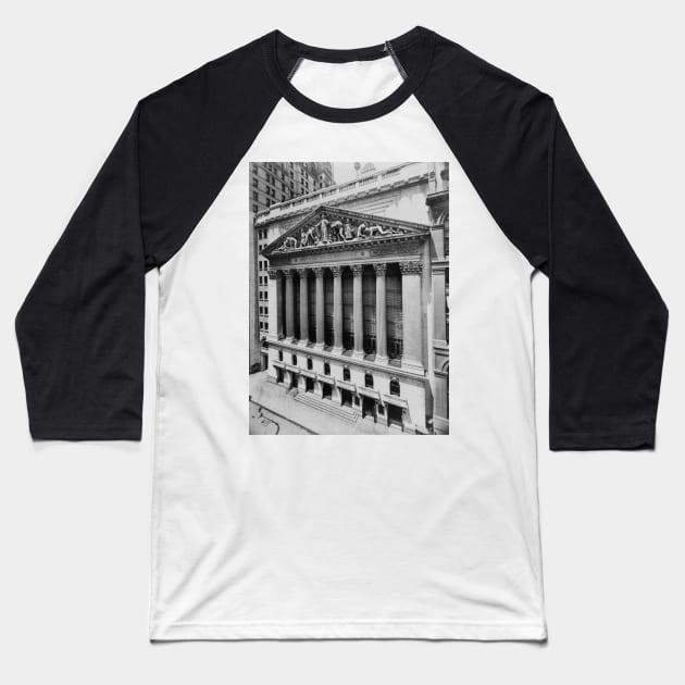 Vintage NYC Stock Exchange Photograph (1908) Baseball T-Shirt by Bravuramedia